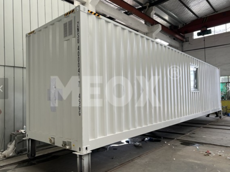A shipping container dormitory is quickly built