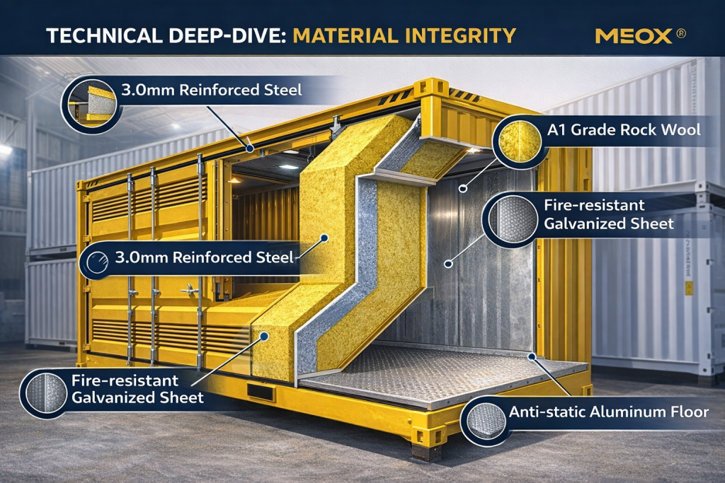 Reinforced explosion-proof container material structure overview