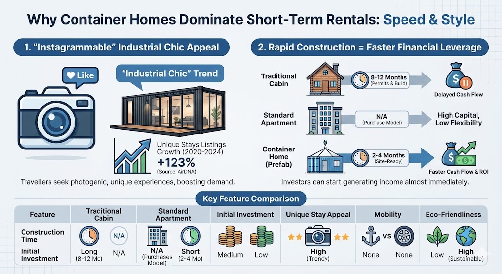 container homes dominate short-term rentals