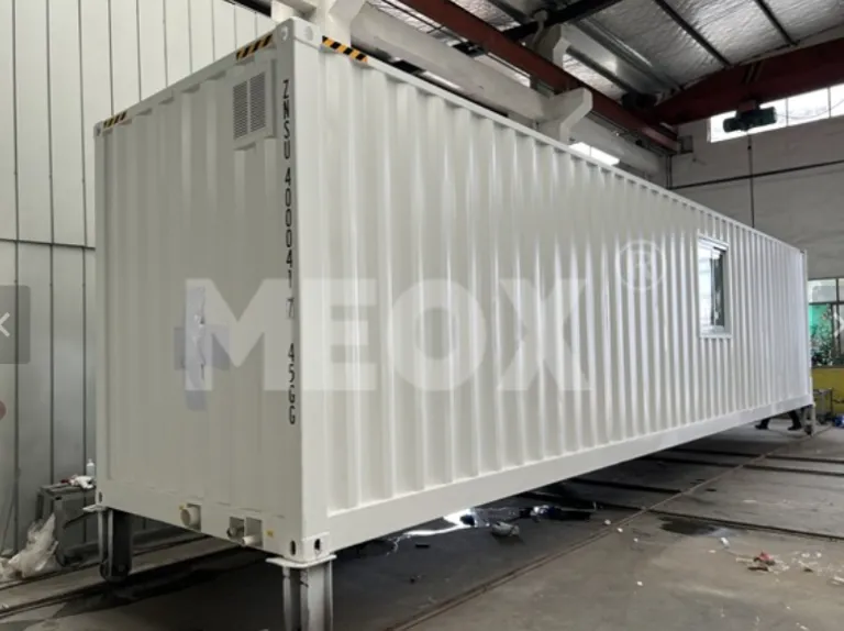 A shipping container dormitory is quickly built