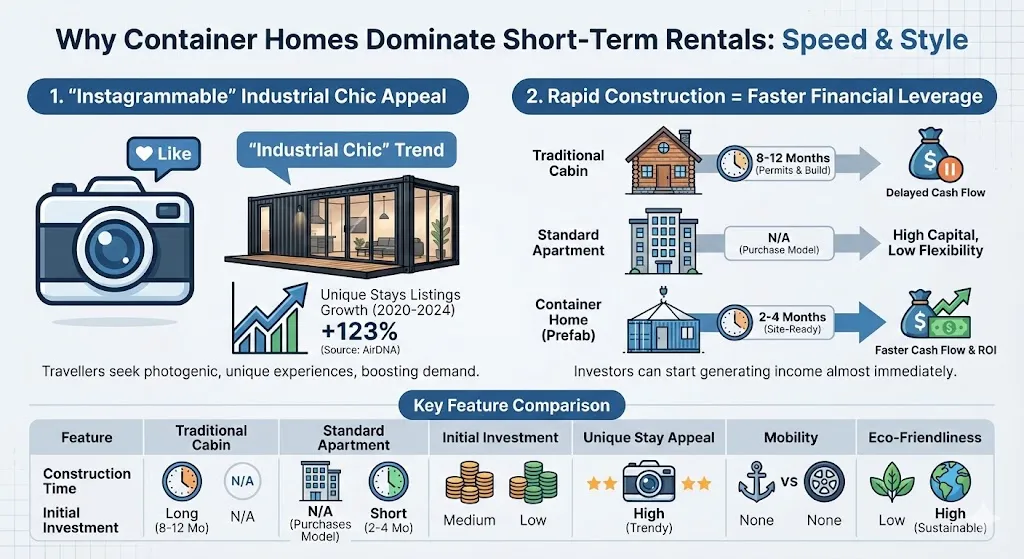 container homes dominate short-term rentals