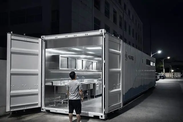 Inside of a mobile solar container