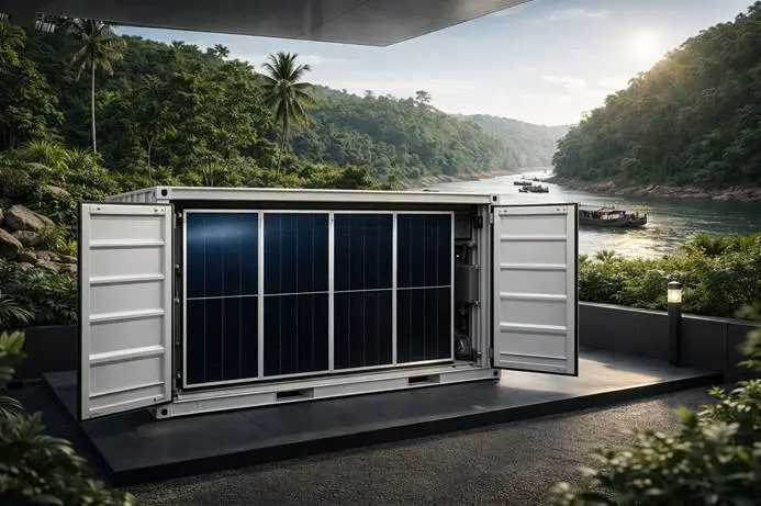 Mobile solar container in remote place