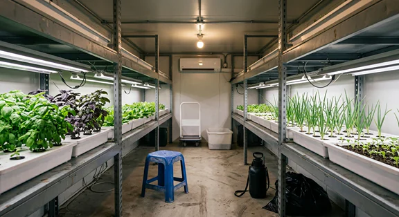 Shipping Container Farm: Different Types of Vegetables