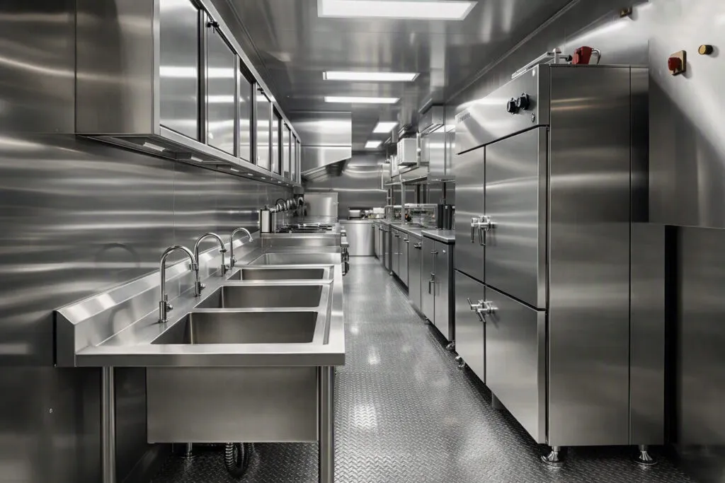 Inside of a shipping container kitchen